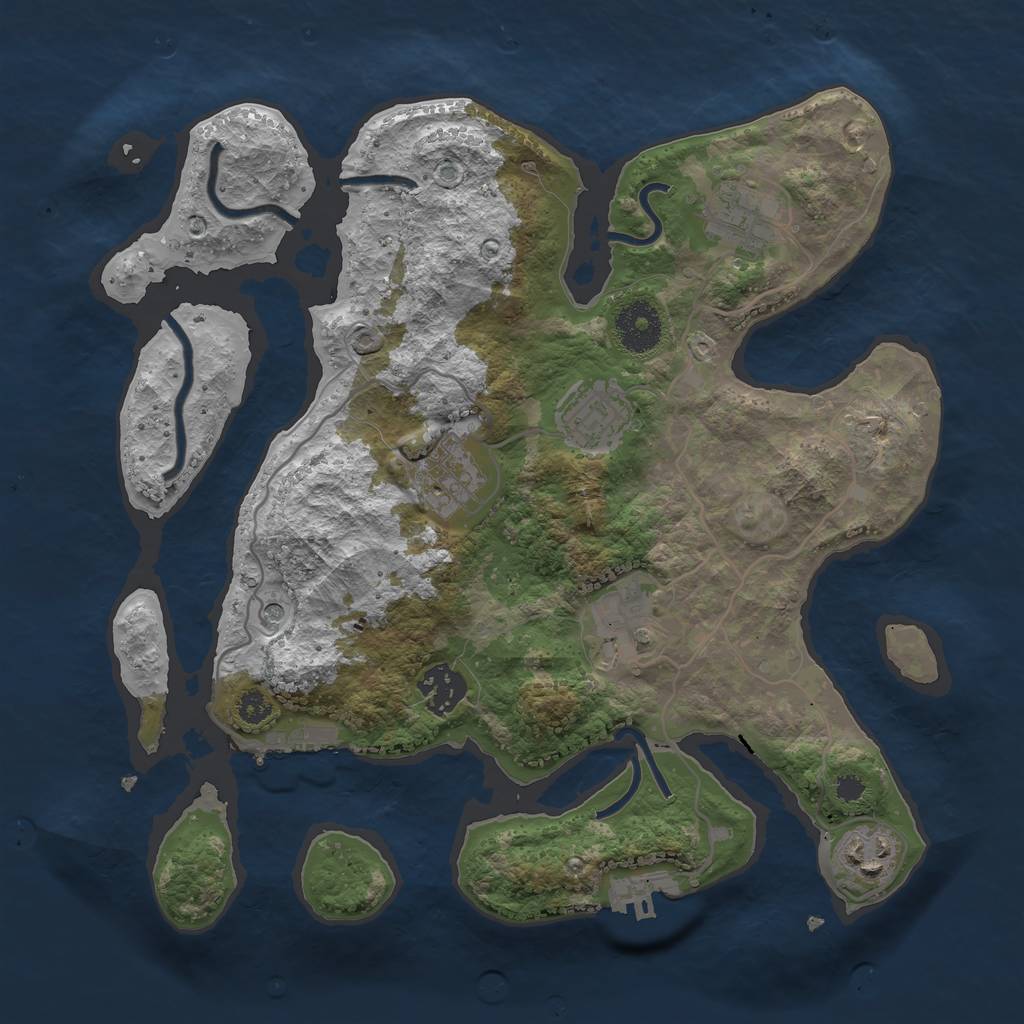 Rust Map: Procedural Map, Size: 3200, Seed: 325471698, 11 Monuments