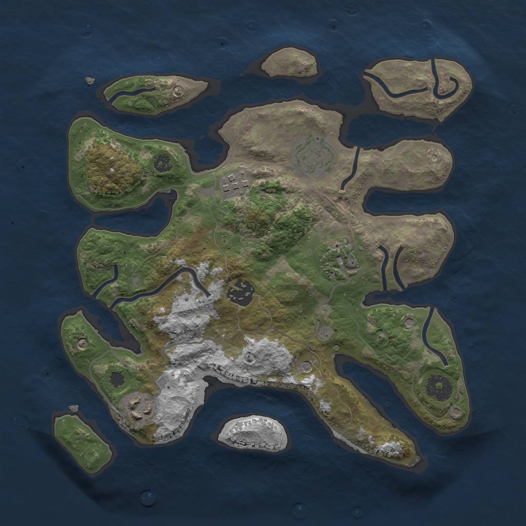 Rust Map: Procedural Map, Size: 3000, Seed: 2147273400, 8 Monuments