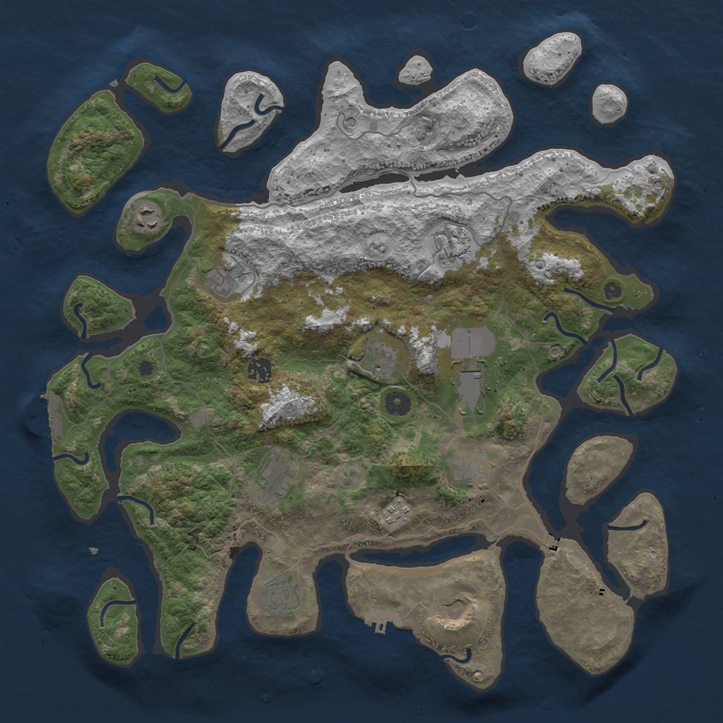 Rust Map: Procedural Map, Size: 4250, Seed: 232781105, 16 Monuments