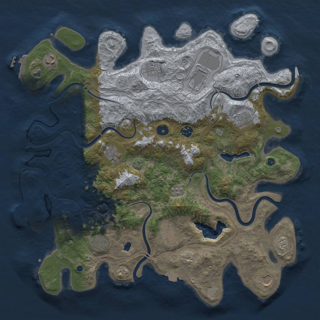 Rust Map: Procedural Map, Size: 4250, Seed: 232781105, 16 Monuments