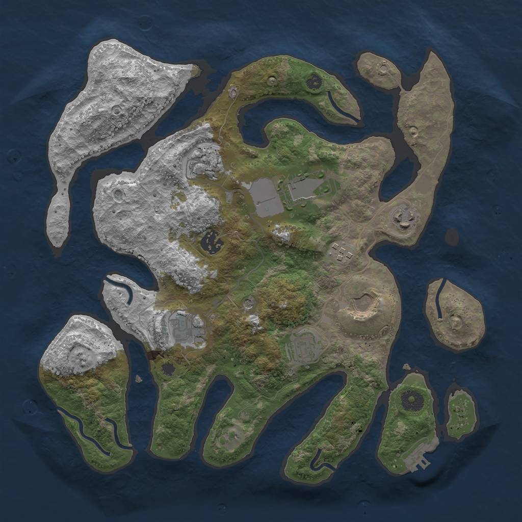 Rust Map: Procedural Map, Size: 3500, Seed: 619744482, 12 Monuments