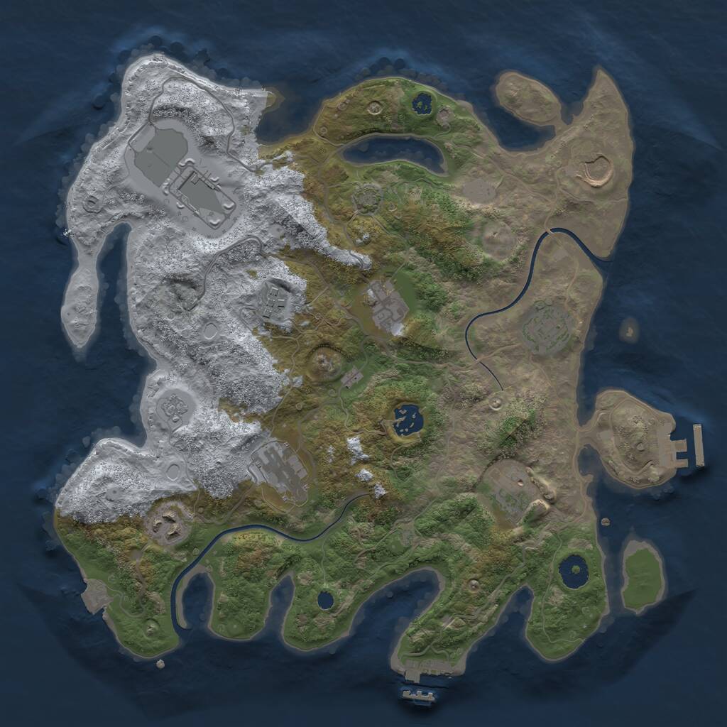 Rust Map: Procedural Map, Size: 3500, Seed: 619744482, 14 Monuments