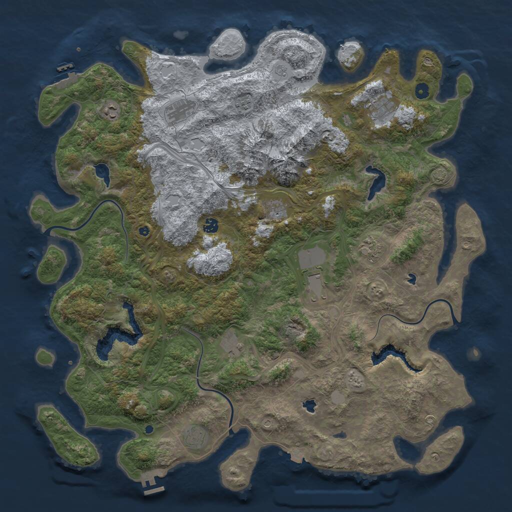 Rust Map: Procedural Map, Size: 5000, Seed: 12323, 16 Monuments