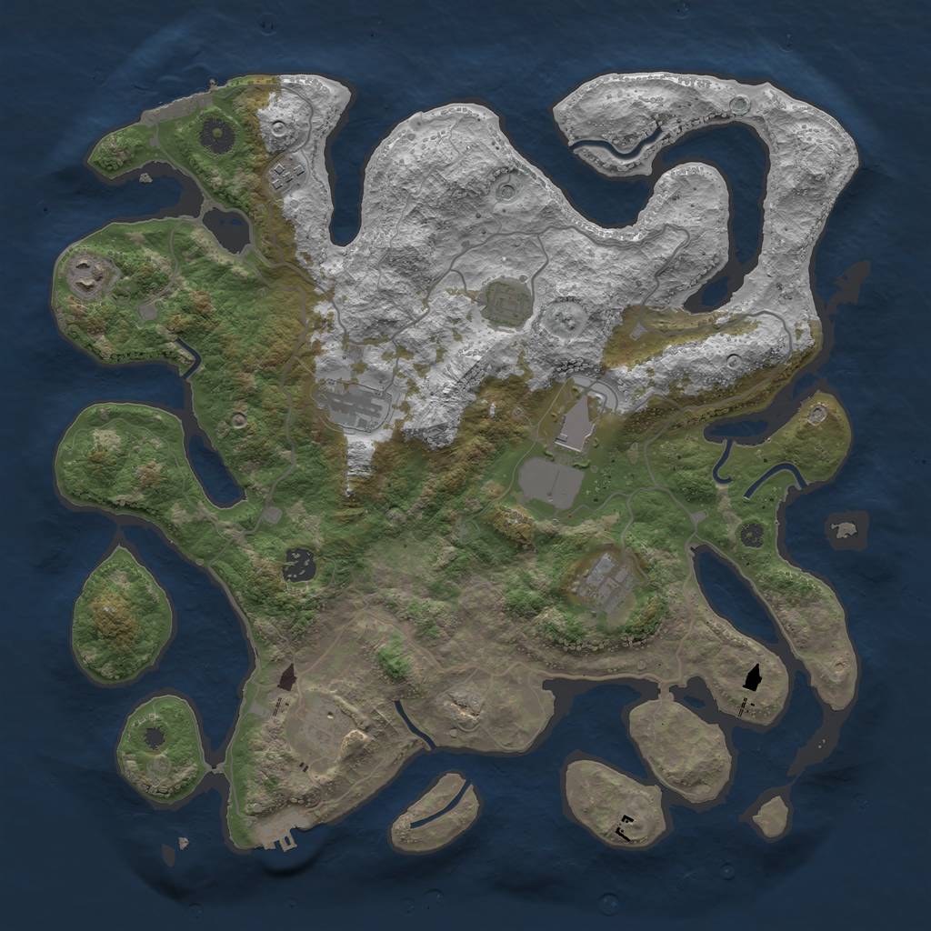 Rust Map: Procedural Map, Size: 4000, Seed: 8693492, 13 Monuments