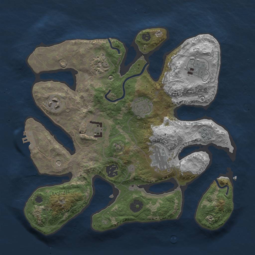 Rust Map: Procedural Map, Size: 3000, Seed: 2066062837, 12 Monuments