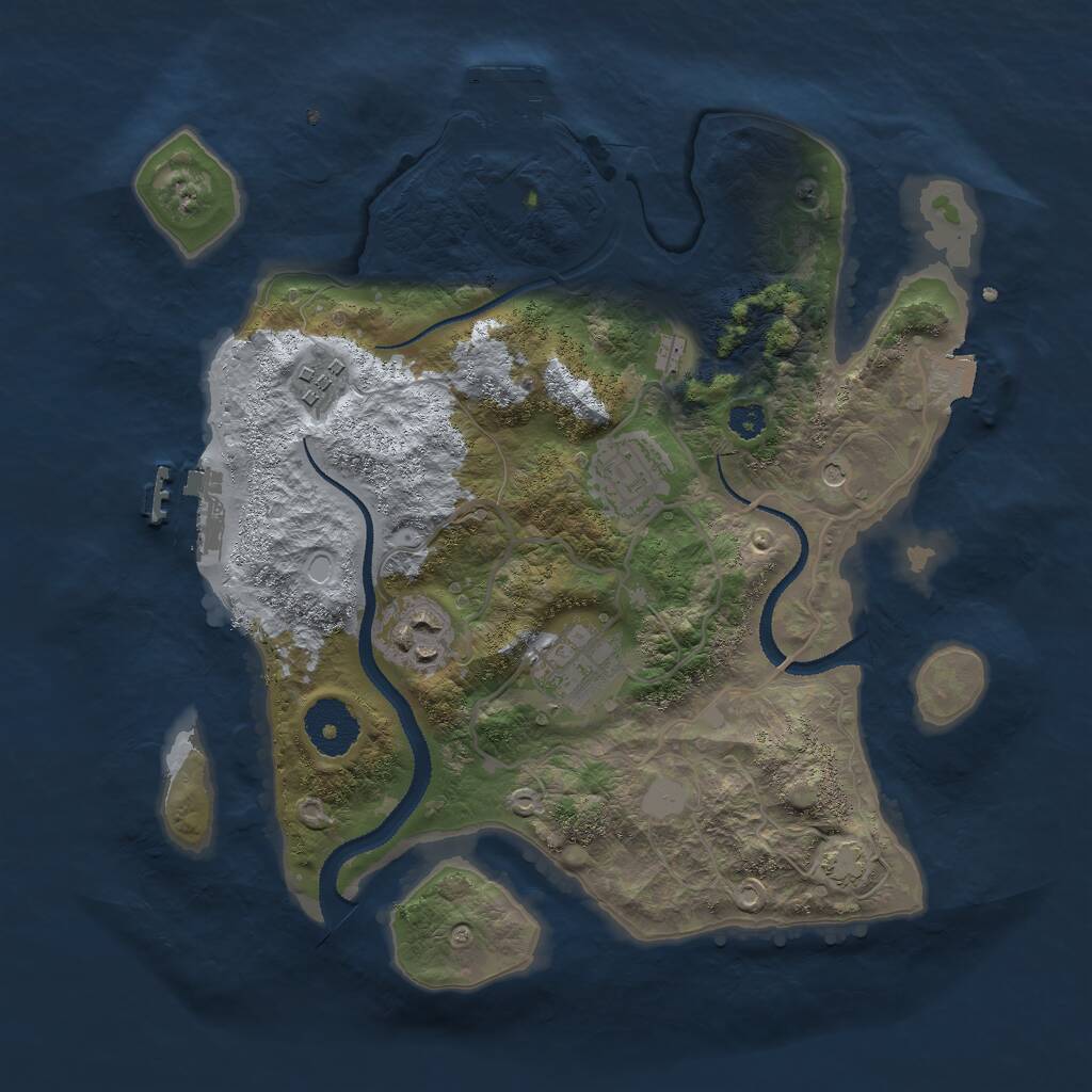 Rust Map: Procedural Map, Size: 3000, Seed: 123445, 9 Monuments