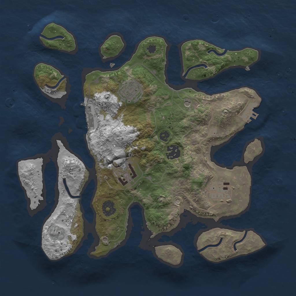 Rust Map: Procedural Map, Size: 3000, Seed: 1921472099, 9 Monuments
