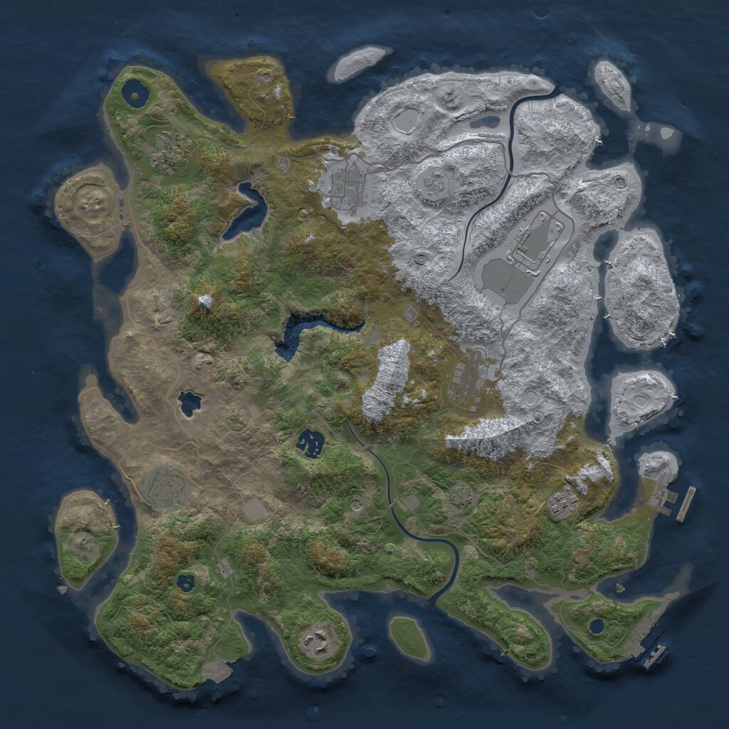 Rust Map: Procedural Map, Size: 4000, Seed: 278054236, 14 Monuments