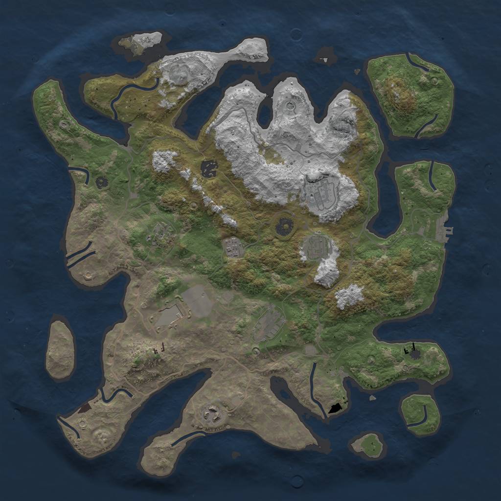 Rust Map: Procedural Map, Size: 4131, Seed: 1345131, 12 Monuments