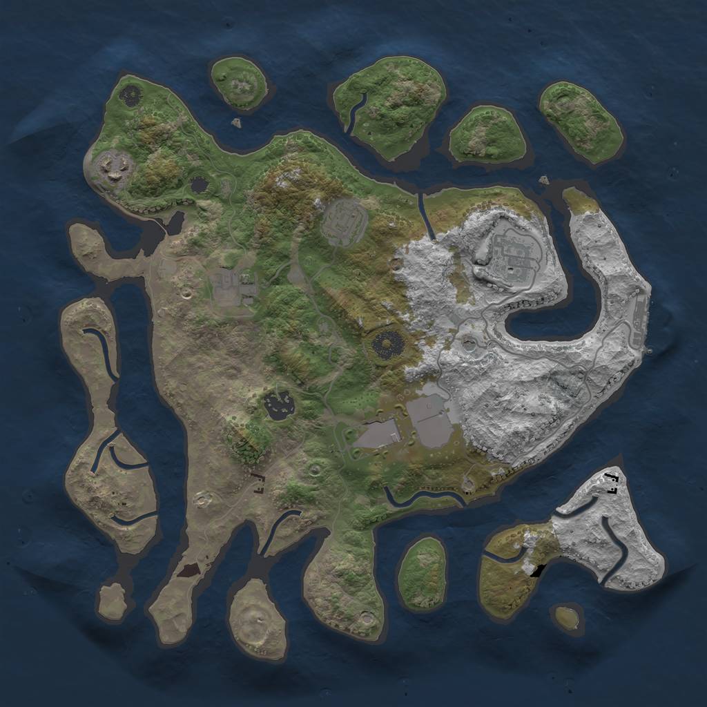 Rust Map: Procedural Map, Size: 3500, Seed: 362086, 10 Monuments