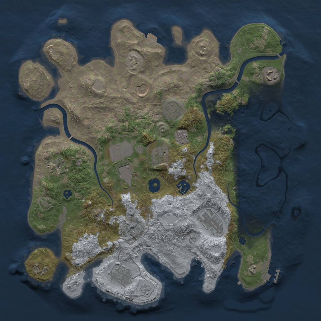 Rust Map: Procedural Map, Size: 3600, Seed: 431176, 16 Monuments