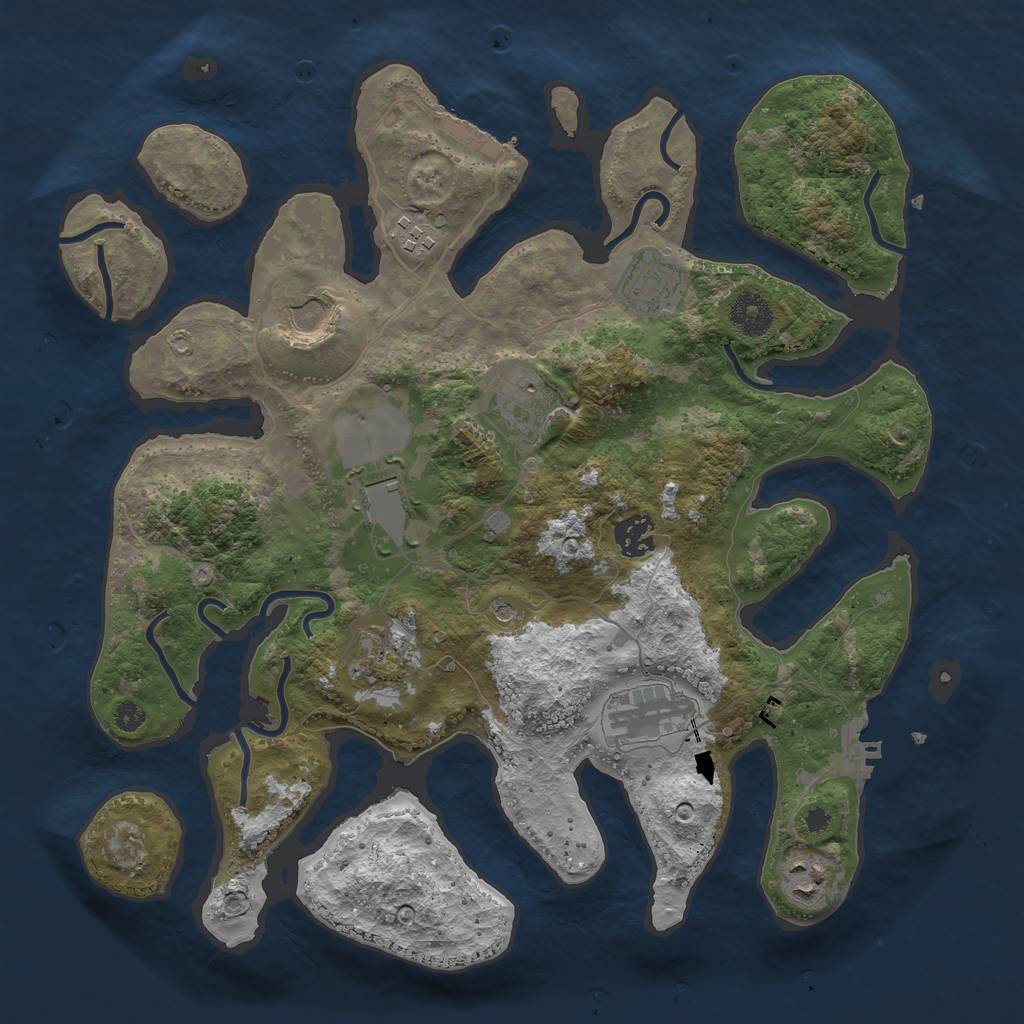 Rust Map: Procedural Map, Size: 3600, Seed: 431176, 14 Monuments