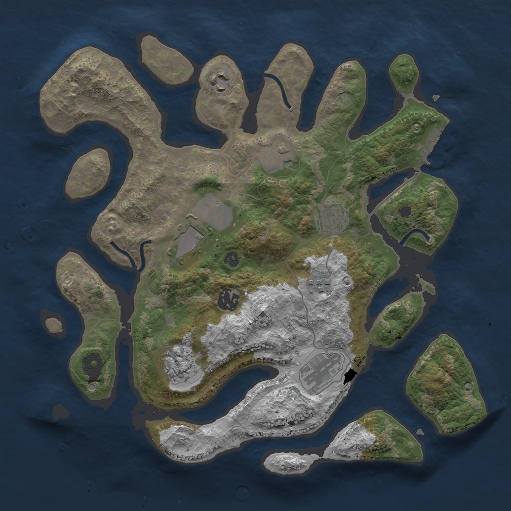 Rust Map: Procedural Map, Size: 3500, Seed: 868294490, 11 Monuments