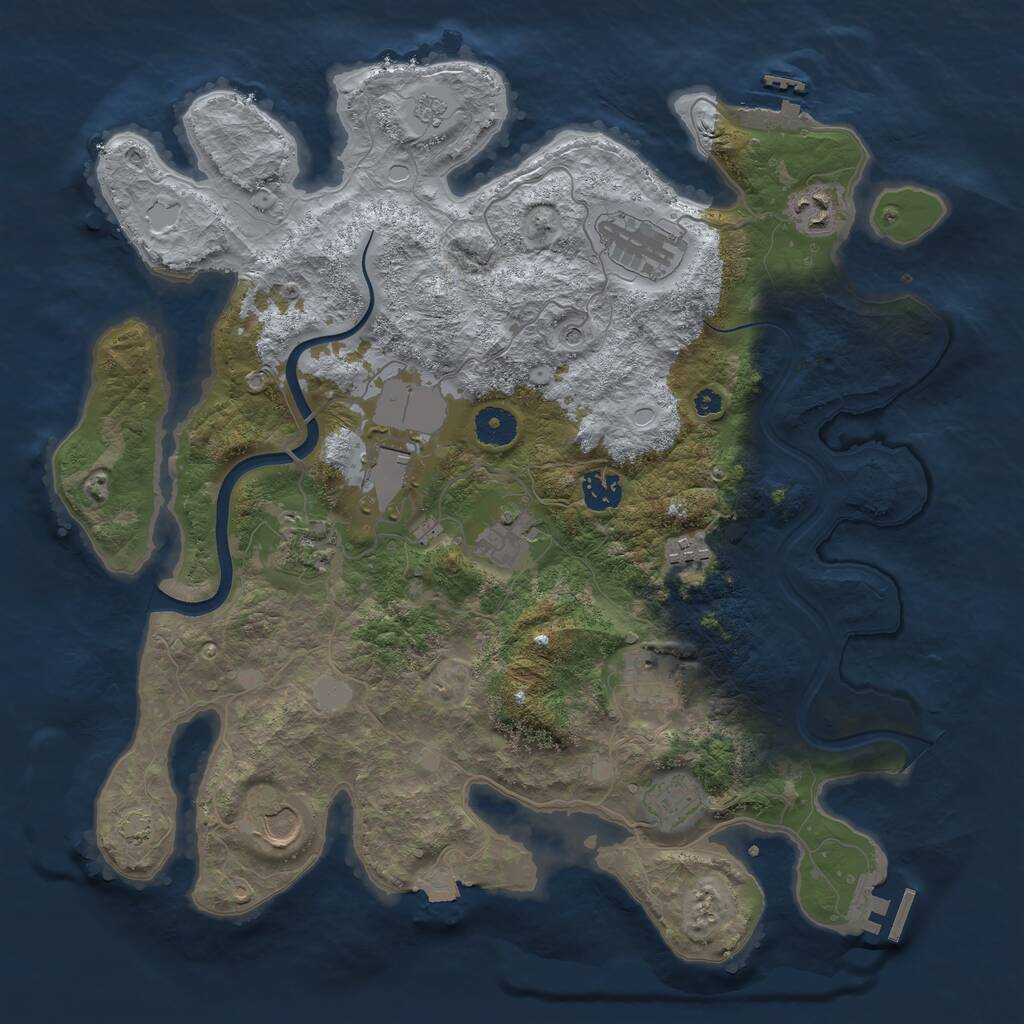 Rust Map: Procedural Map, Size: 3800, Seed: 1950, 16 Monuments
