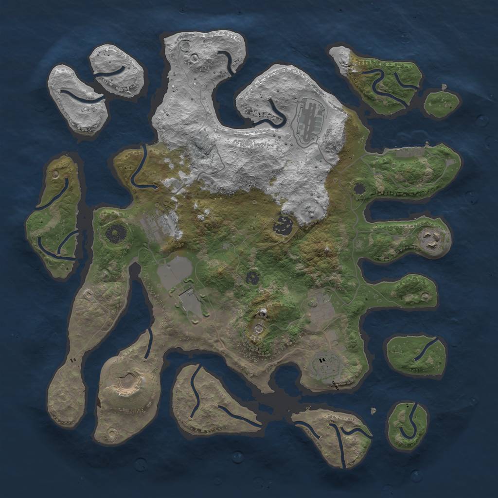 Rust Map: Procedural Map, Size: 3800, Seed: 1950, 12 Monuments