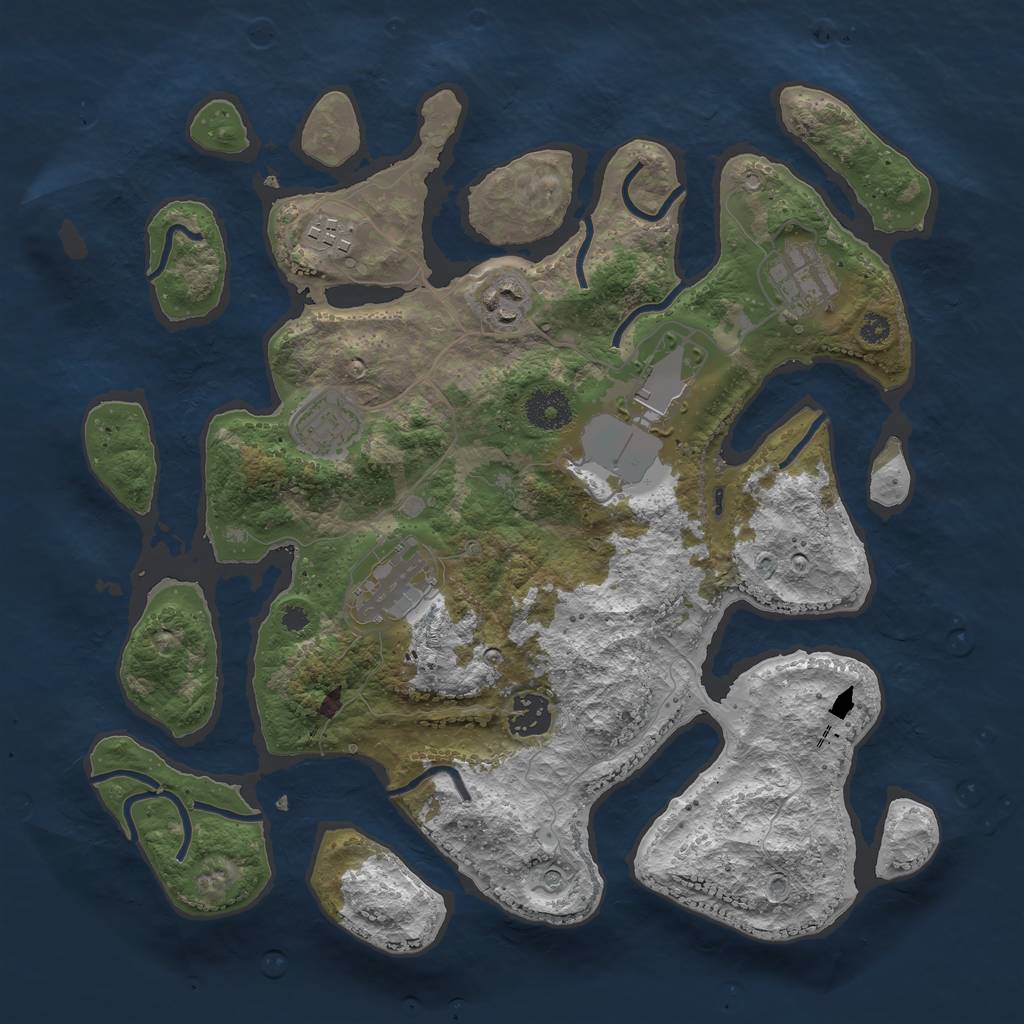 Rust Map: Procedural Map, Size: 3500, Seed: 937401320, 10 Monuments