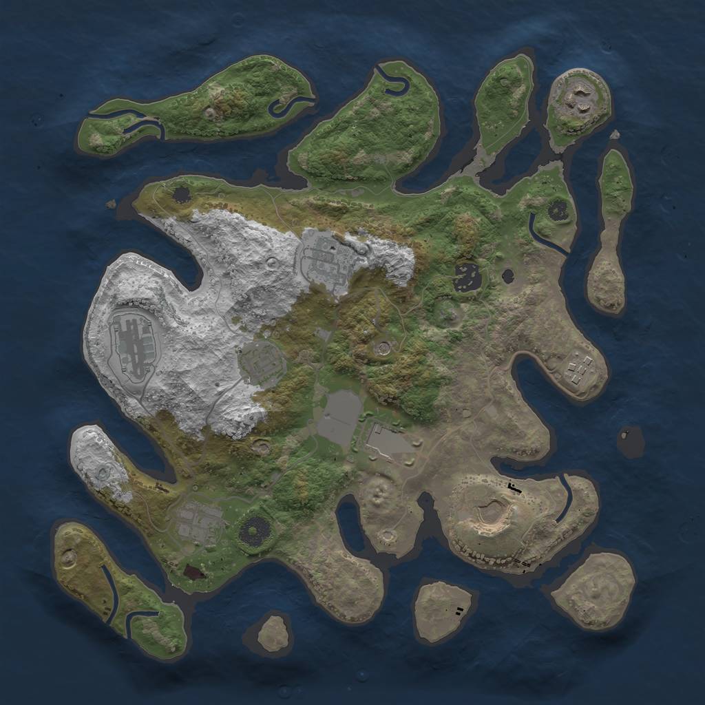 Rust Map: Procedural Map, Size: 3500, Seed: 52342672, 12 Monuments