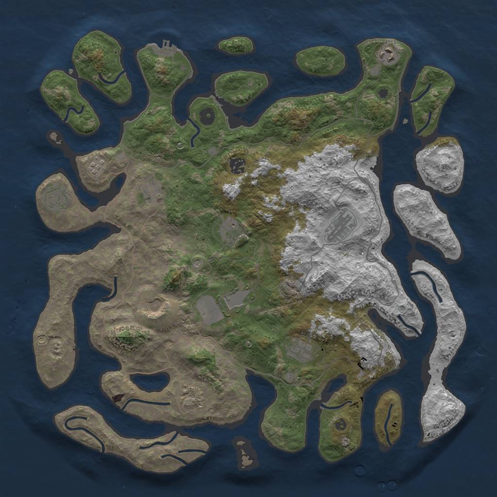 Rust Map: Procedural Map, Size: 4500, Seed: 543532, 15 Monuments