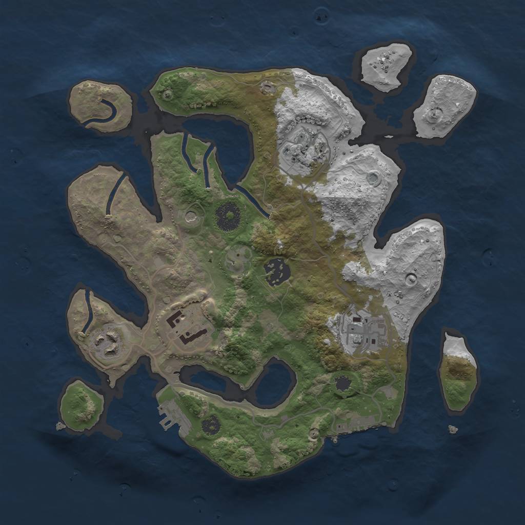 Rust Map: Procedural Map, Size: 2901, Seed: 1400507344, 10 Monuments