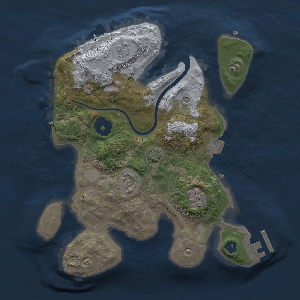 Rust Map: Procedural Map, Size: 2500, Seed: 7005454, 6 Monuments