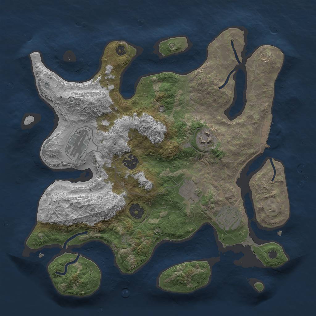 Rust Map: Procedural Map, Size: 3200, Seed: 1969002549, 8 Monuments