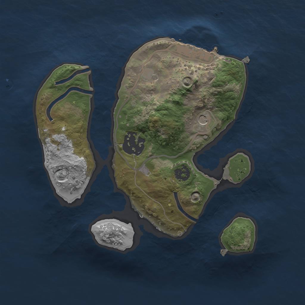 Rust Map: Procedural Map, Size: 2000, Seed: 1946246177, 5 Monuments