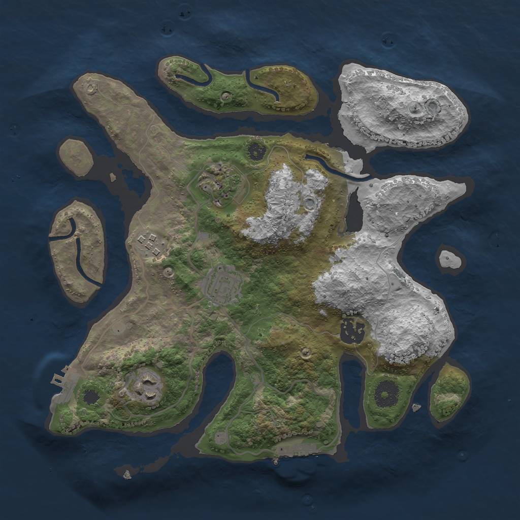 Rust Map: Procedural Map, Size: 3000, Seed: 1003143640, 9 Monuments