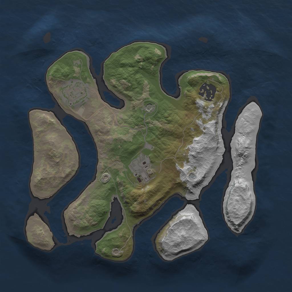 Rust Map: Barren, Size: 2500, Seed: 2506, 6 Monuments