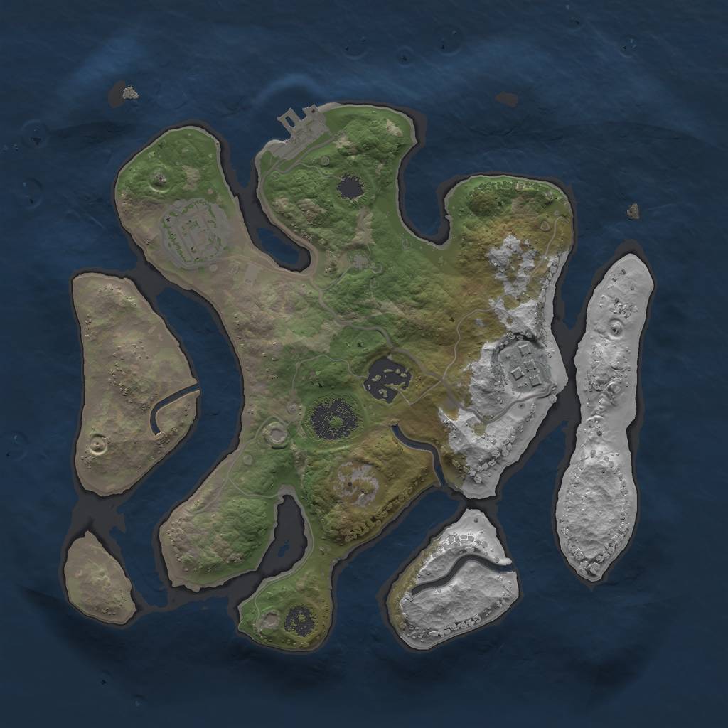 Rust Map: Procedural Map, Size: 2500, Seed: 2506, 6 Monuments