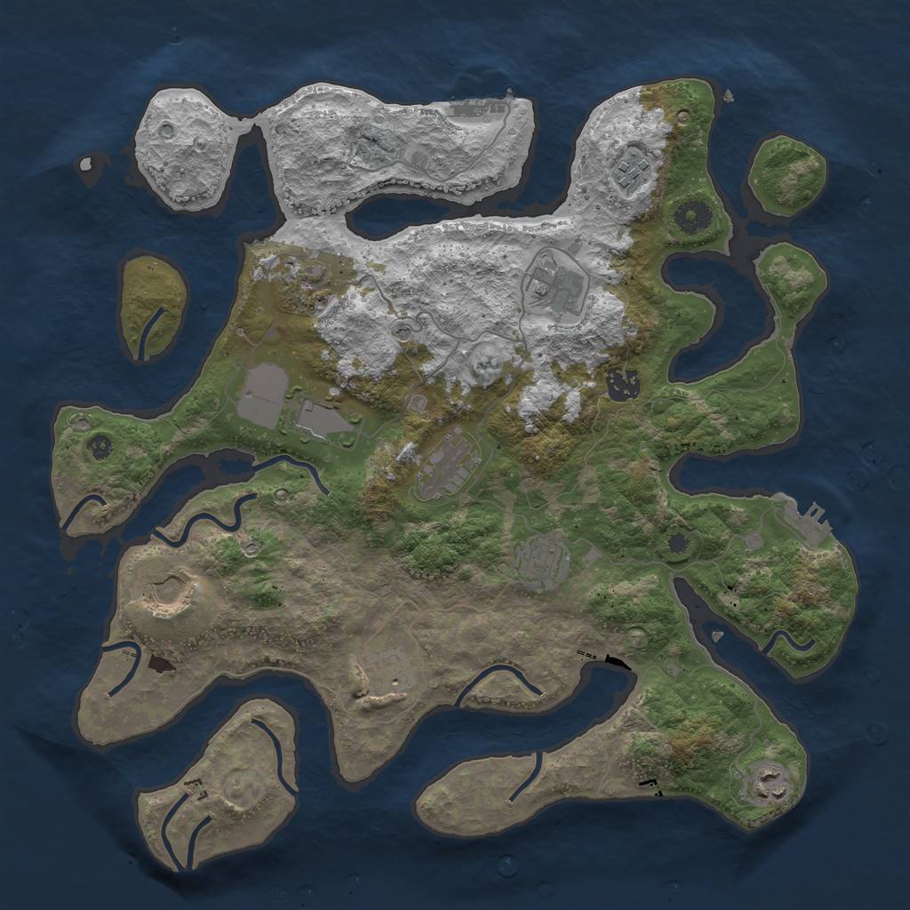 Rust Map: Procedural Map, Size: 3850, Seed: 1560524955, 15 Monuments