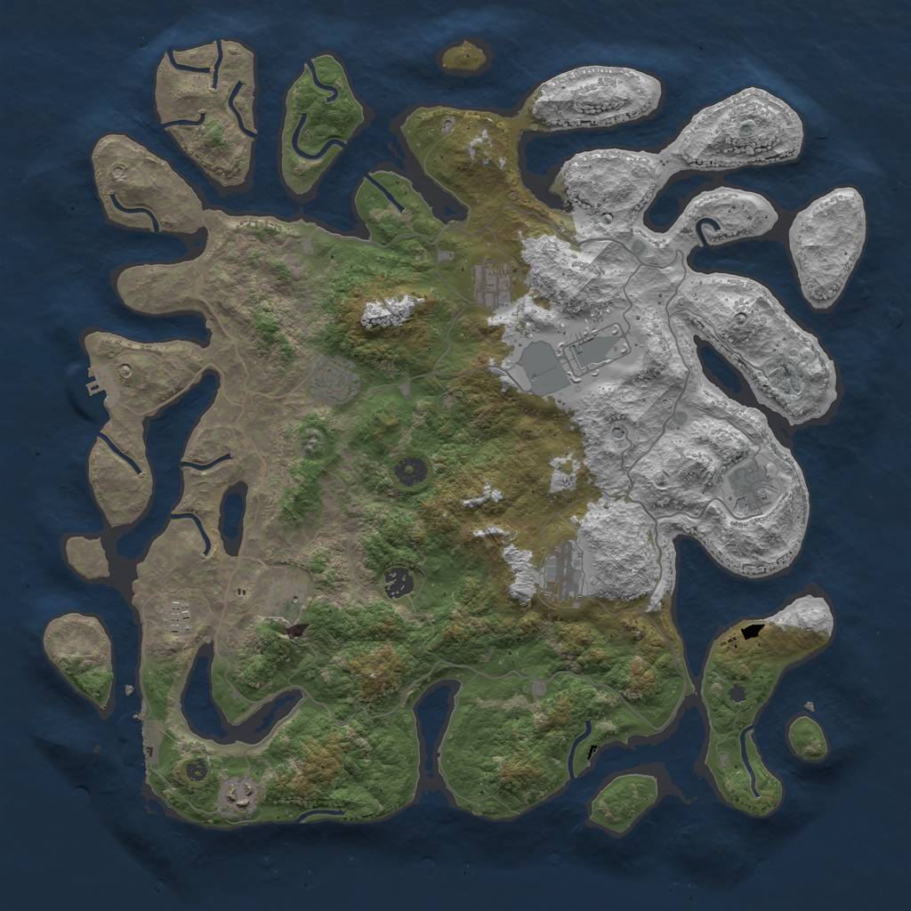 Rust Map: Procedural Map, Size: 4500, Seed: 1675485, 14 Monuments