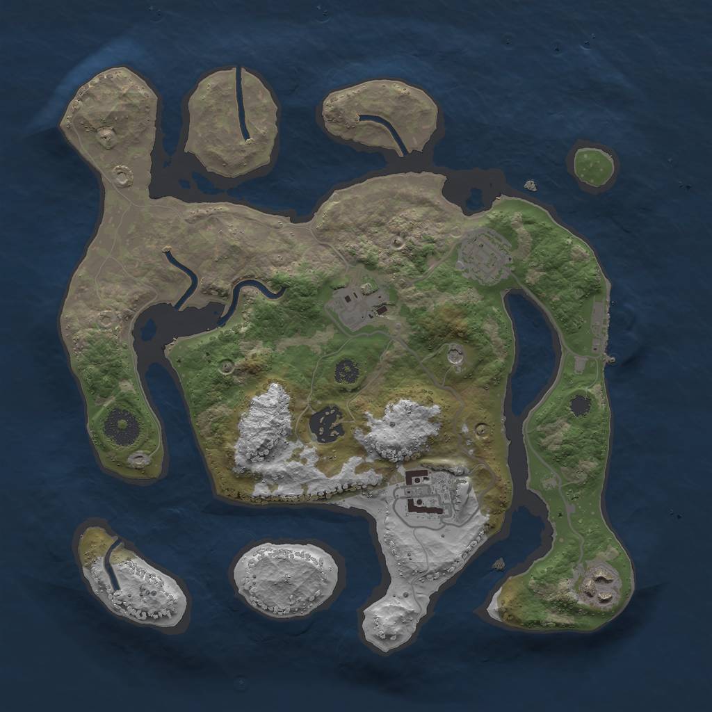 Rust Map: Procedural Map, Size: 3000, Seed: 1973951883, 9 Monuments