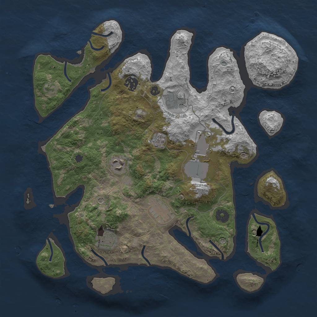 Rust Map: Procedural Map, Size: 3500, Seed: 9185961, 10 Monuments