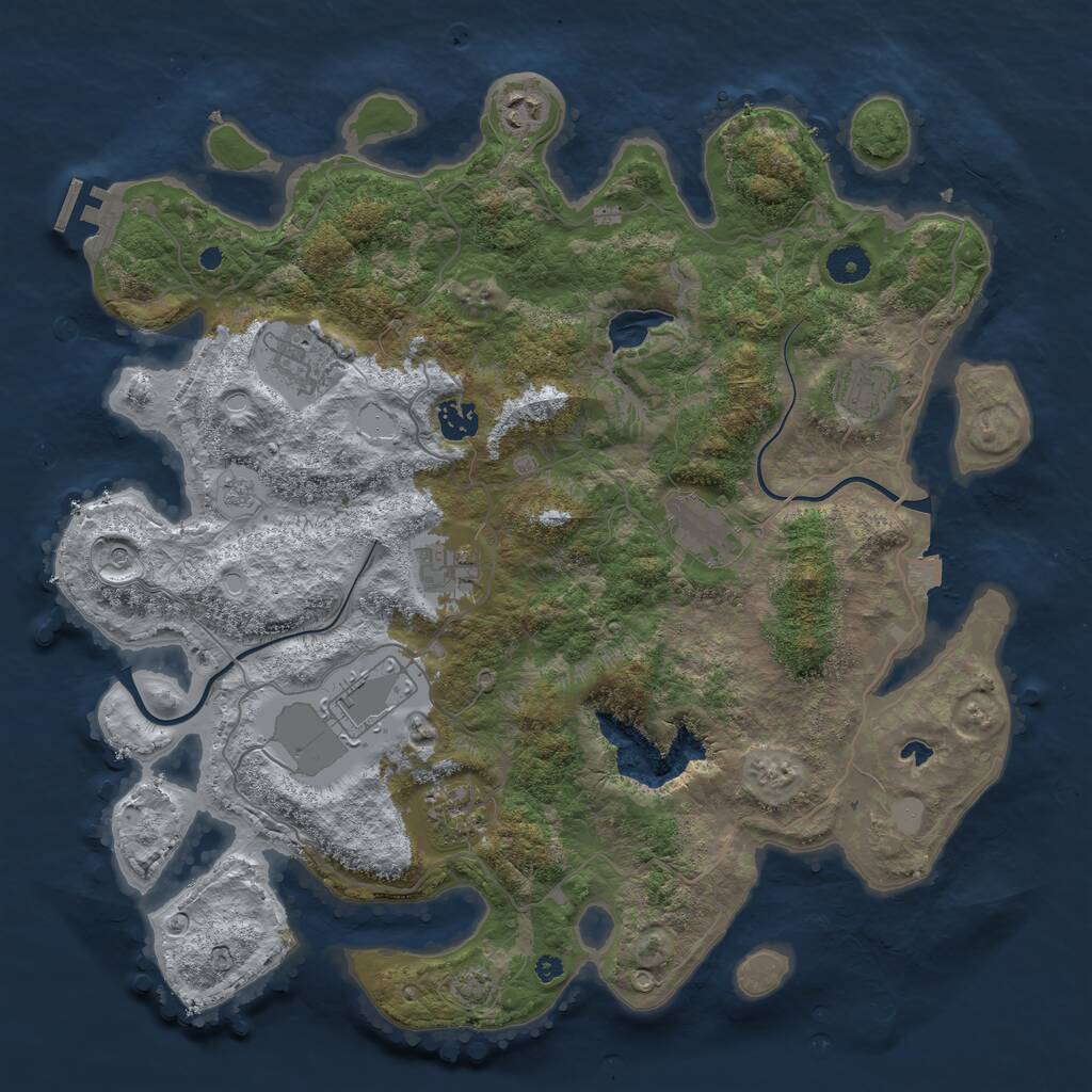 Rust Map: Procedural Map, Size: 4000, Seed: 4681357, 13 Monuments