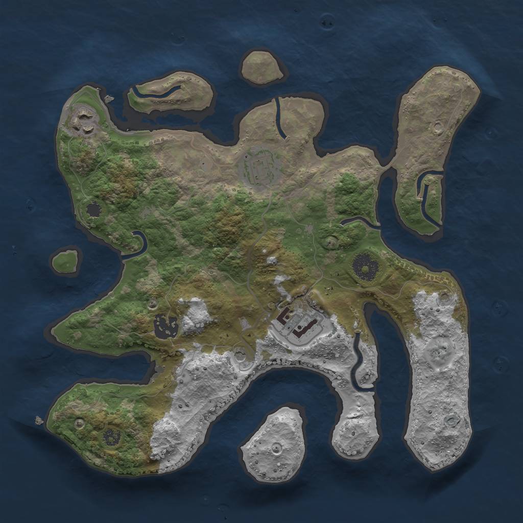 Rust Map: Procedural Map, Size: 3000, Seed: 8246, 7 Monuments