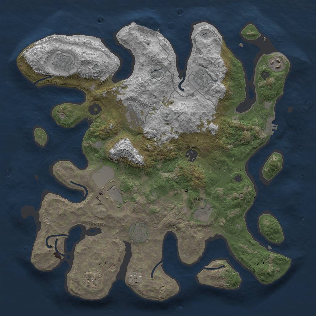 Rust Map: Procedural Map, Size: 3850, Seed: 166573995, 15 Monuments