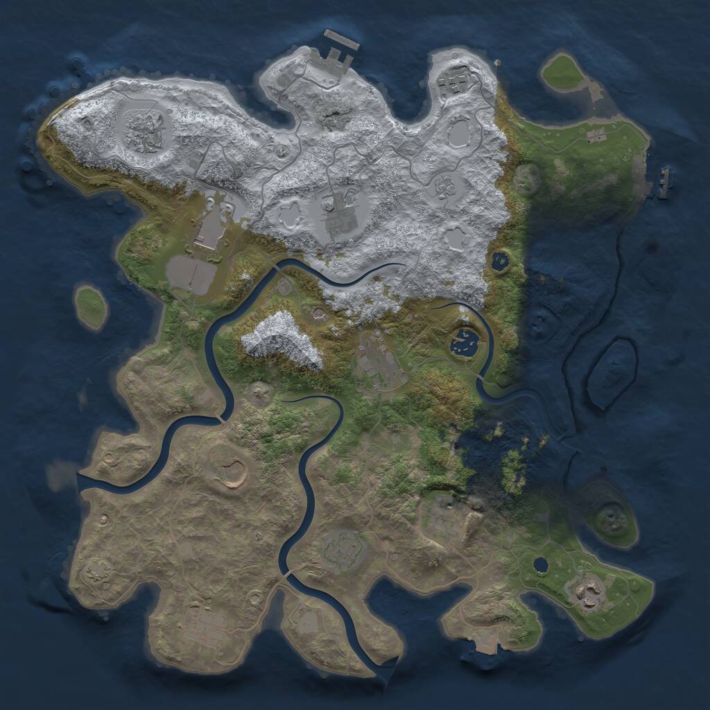 Rust Map: Procedural Map, Size: 3850, Seed: 166573995, 17 Monuments