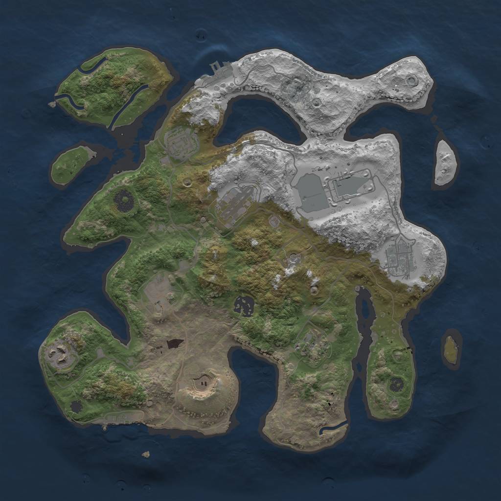 Rust Map: Procedural Map, Size: 3500, Seed: 1856693678, 14 Monuments