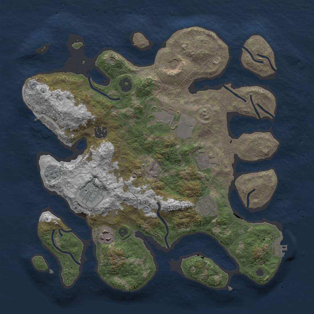 Rust Map: Procedural Map, Size: 3500, Seed: 232794107, 13 Monuments