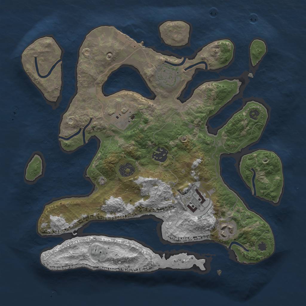 Rust Map: Procedural Map, Size: 3000, Seed: 1098389865, 8 Monuments