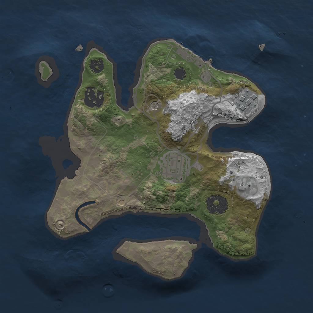 Rust Map: Procedural Map, Size: 2250, Seed: 9876327, 7 Monuments