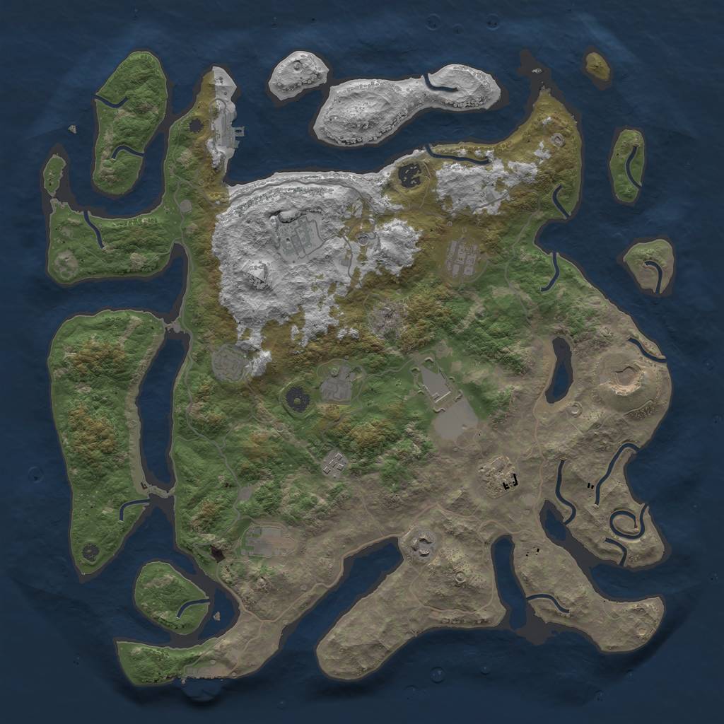 Rust Map: Procedural Map, Size: 4500, Seed: 1680214436, 16 Monuments