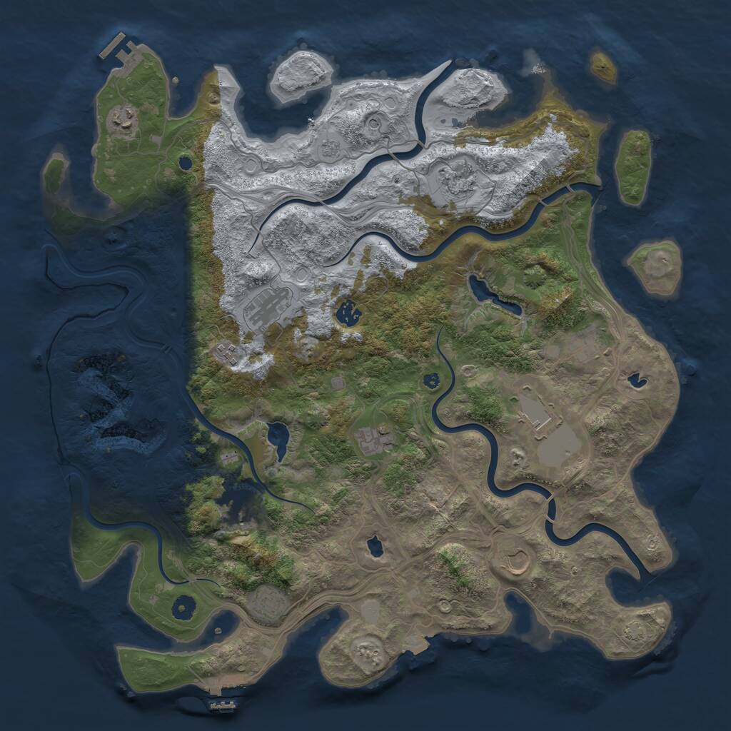 Rust Map: Procedural Map, Size: 4500, Seed: 1680214436, 17 Monuments
