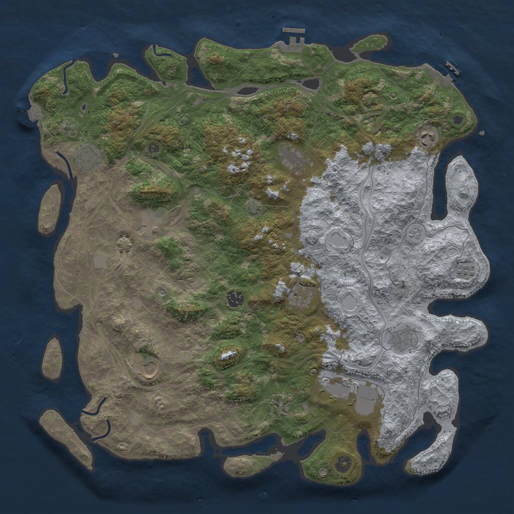 Rust Map: Procedural Map, Size: 4600, Seed: 4805924, 17 Monuments