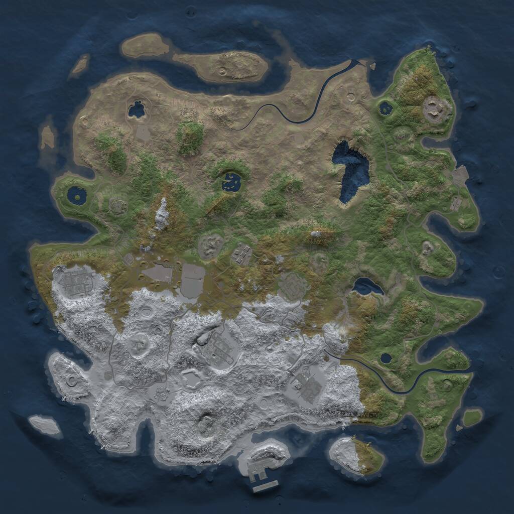 Rust Map: Procedural Map, Size: 4000, Seed: 707, 13 Monuments