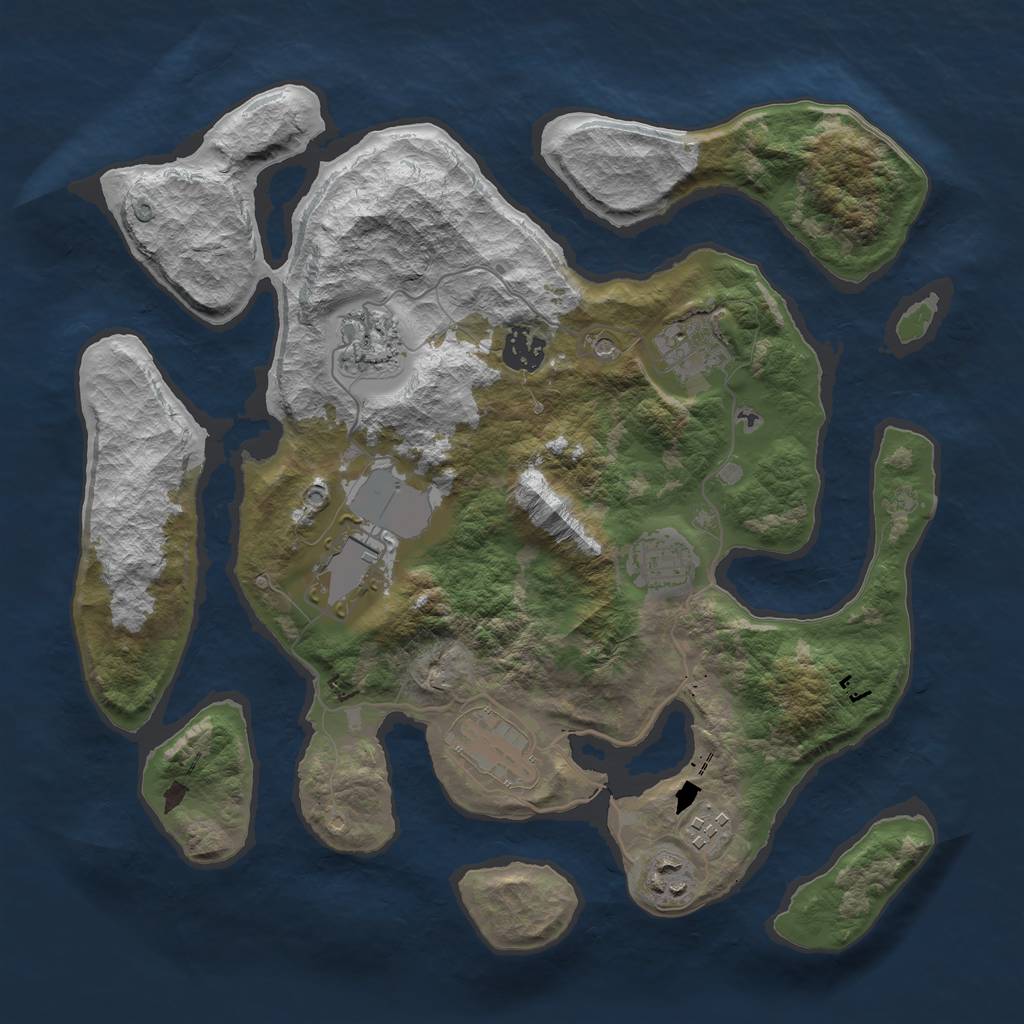 Rust Map: Barren, Size: 3500, Seed: 5357, 11 Monuments