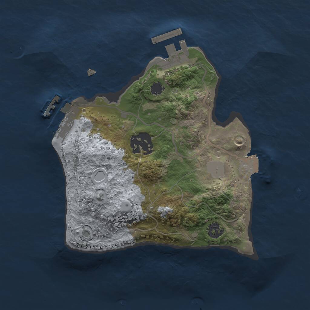 Rust Map: Procedural Map, Size: 2000, Seed: 1225214544, 4 Monuments