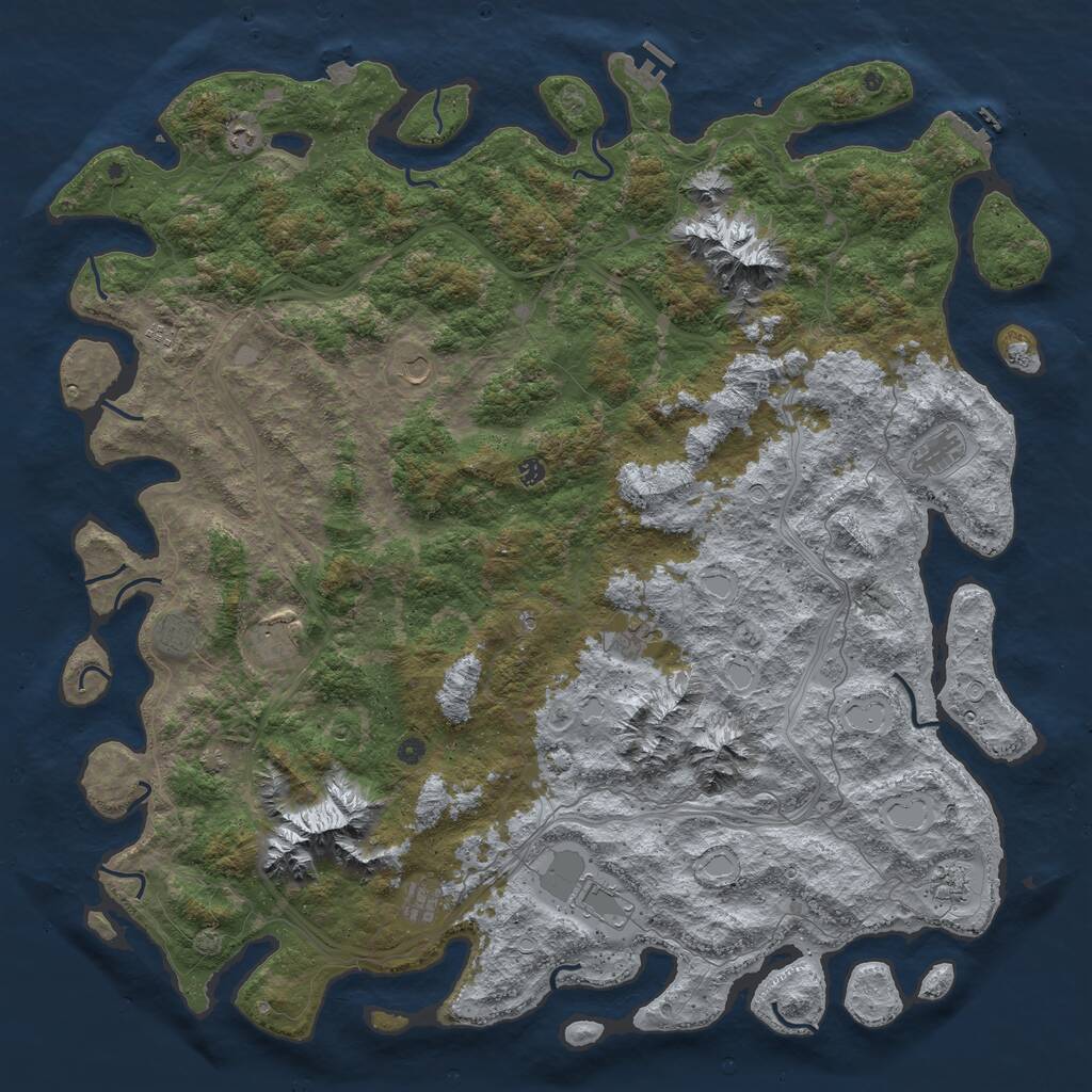 Rust Map: Procedural Map, Size: 6000, Seed: 42961872, 17 Monuments