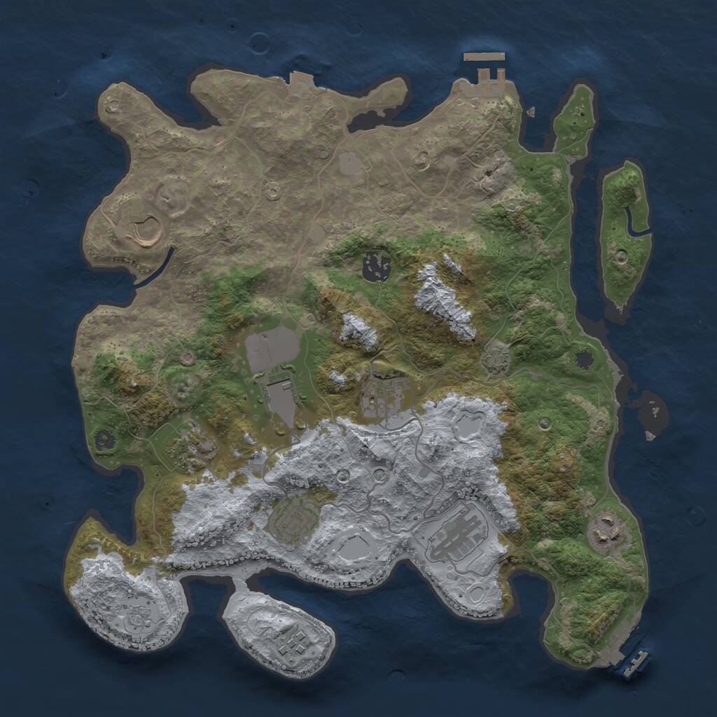 Rust Map: Procedural Map, Size: 3500, Seed: 25724, 15 Monuments