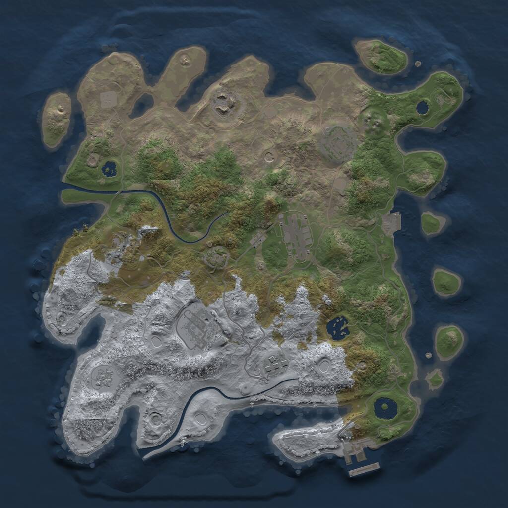 Rust Map: Procedural Map, Size: 3300, Seed: 804240, 12 Monuments
